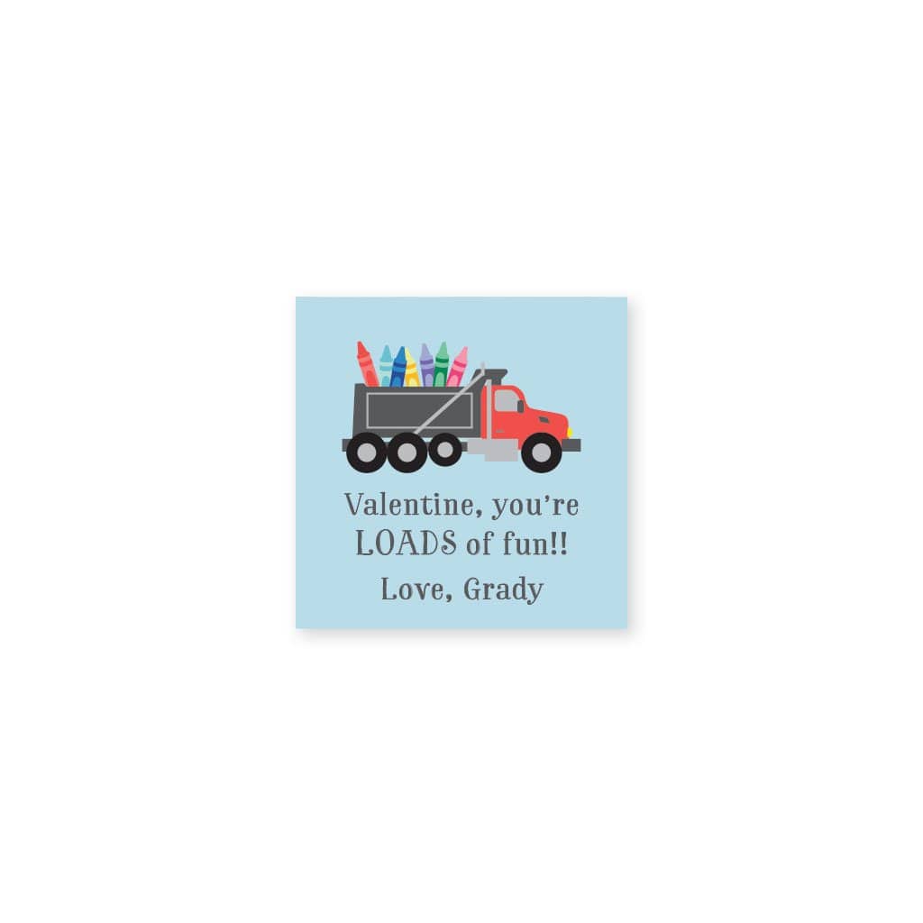 Weezie B. Designs | Dumptruck Loads of Fun Crayon Valentine's Day Sticker