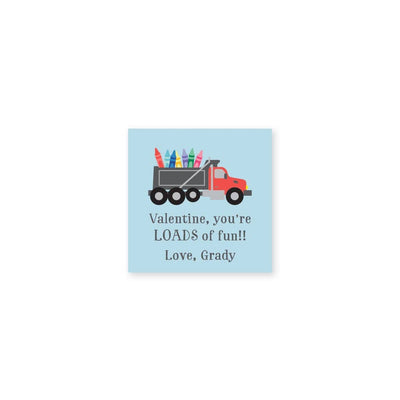 Weezie B. Designs | Dumptruck Loads of Fun Crayon Valentine's Day Sticker