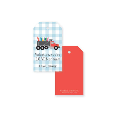 Weezie B. Designs | Dumptruck Loads of Fun Crayon Valentine's Day Gift Tag