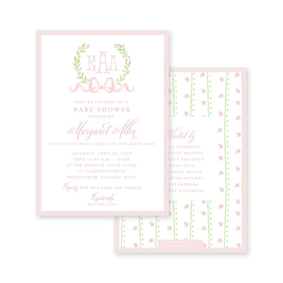 Sweet Watercolor Wreath and Bow Baby Shower