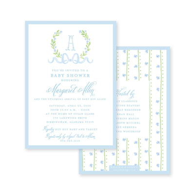 Sweet Watercolor Wreath and Bow Baby Shower