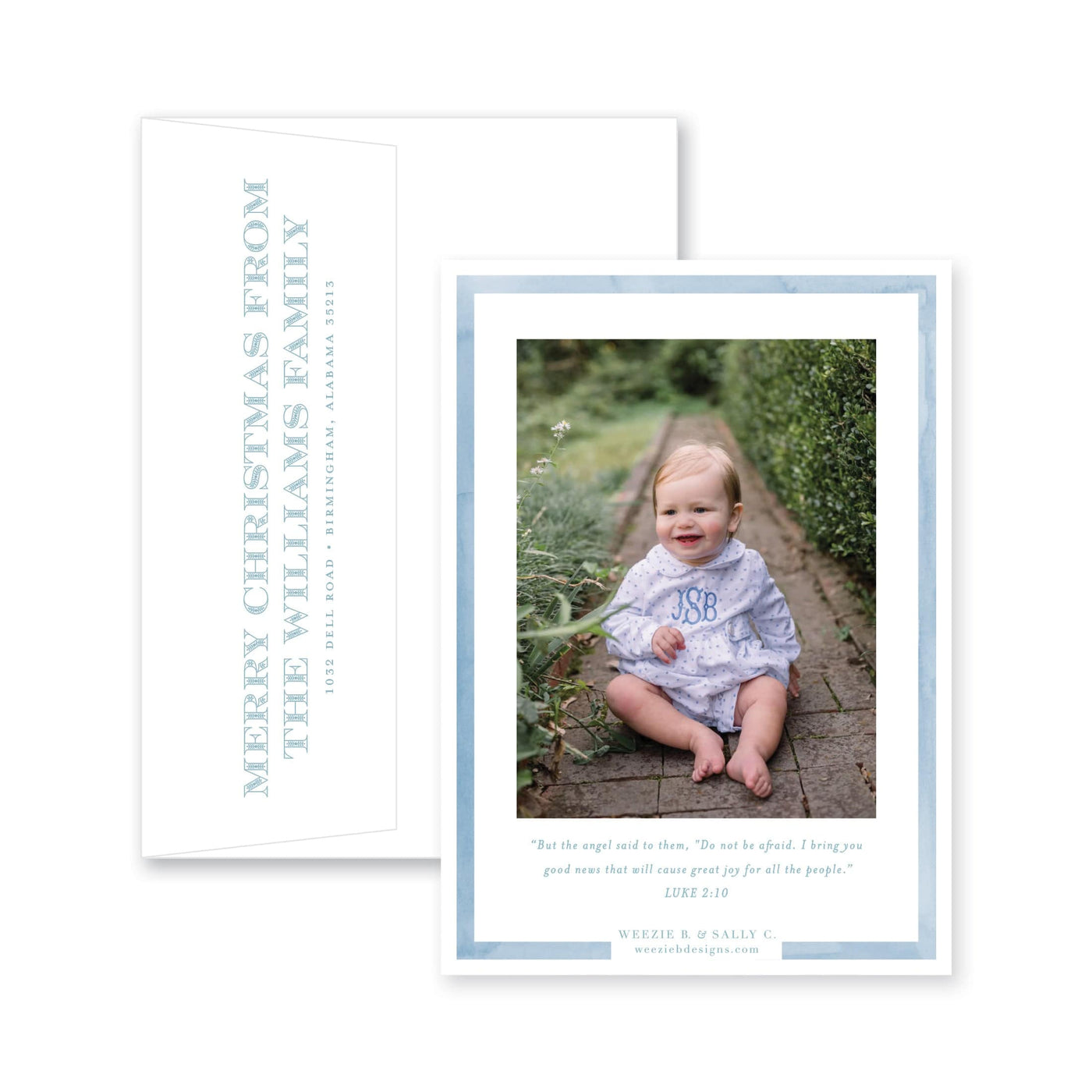 Simple Watercolor Border Vertical Christmas Card
