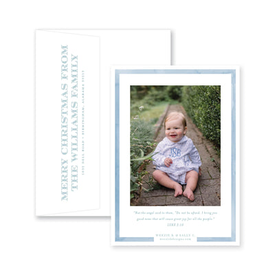 Simple Watercolor Border Vertical Christmas Card