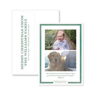 Simple Watercolor Border Vertical Christmas Card