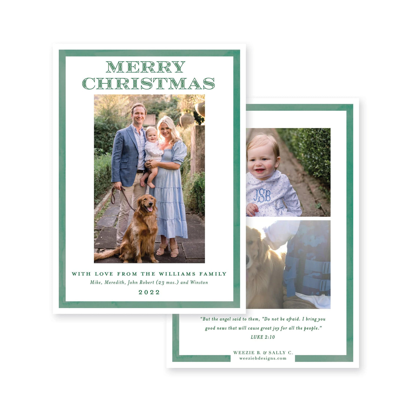 Simple Watercolor Border Vertical Christmas Card