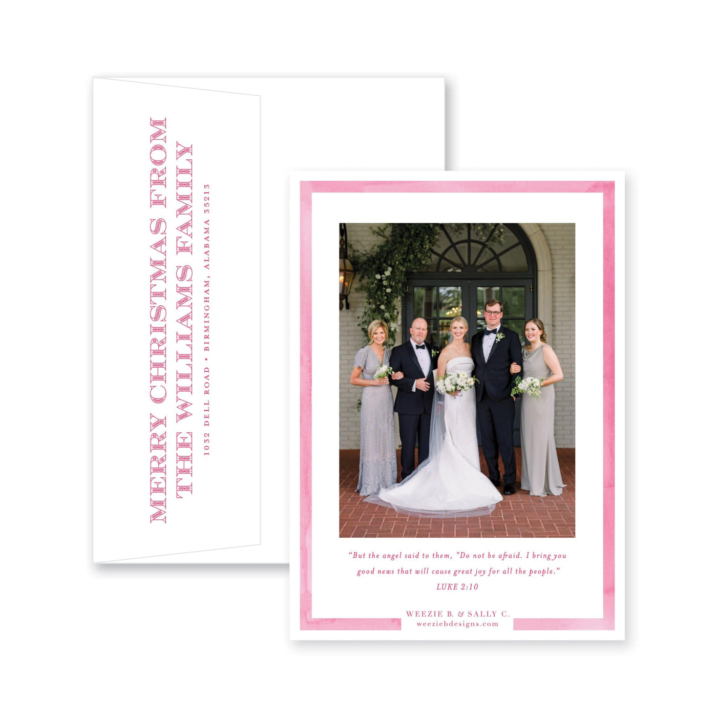 Simple Watercolor Border Vertical Christmas Card