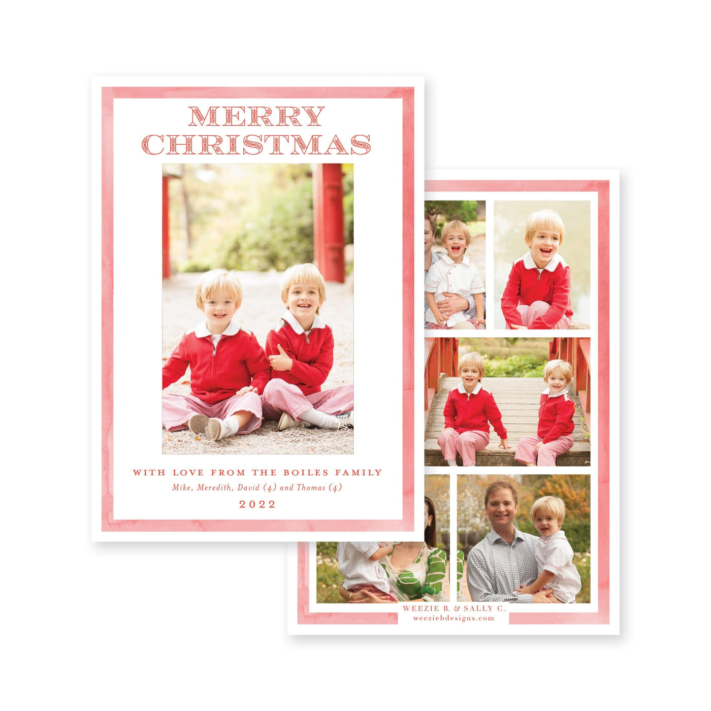 Simple Watercolor Border Vertical Christmas Card