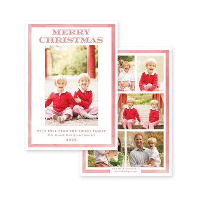 Simple Watercolor Border Vertical Christmas Card